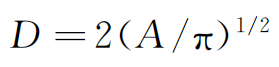 計算缺陷區域的平均等效直徑，其計算公式為