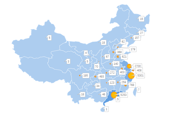壓鑄廠數量分布圖